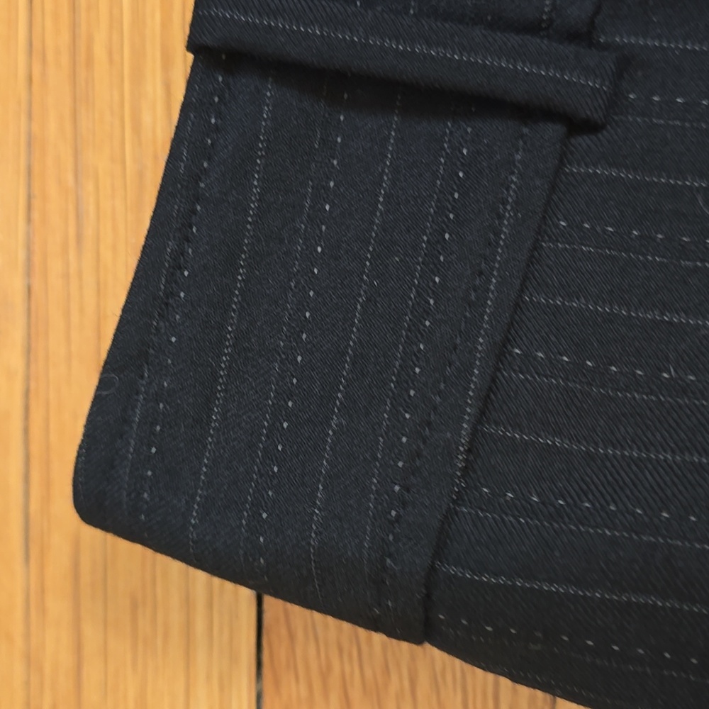 Ann Taylor, Margo, Pinstriped Wide Leg Trousers, Wool Blend, Black, EUC, 2 - Picture 4 of 12